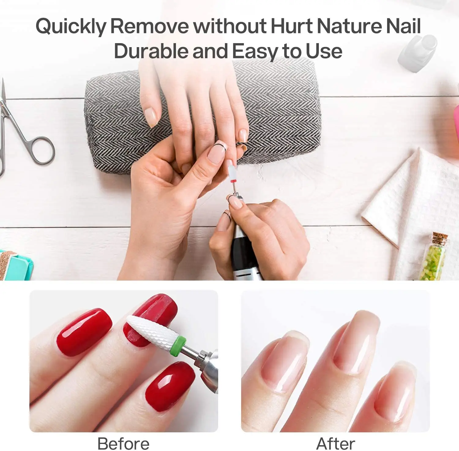 매니큐어 전문 세라믹 밀링 커터 세트, 젤 아크릴 큐티클 제거, 다이아몬드 네일 드릴 비트 도구, 7 개