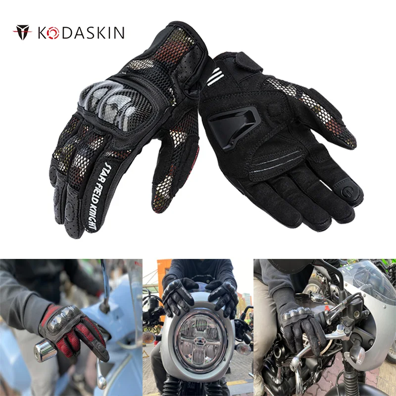 

Kodaskin Motorcycle Gloves Full Finger Touchscreen Durable Road Racing Carbon Fiber Protective Gloves For CB650R NC750S cb500x