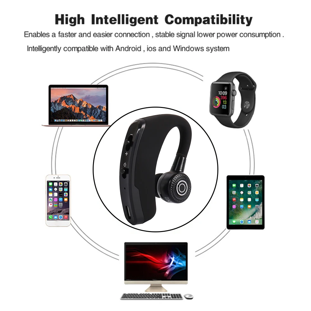 V9 Handsfree Business Wireless Bluetooth 4 1 Headset with Mic Voice Headphones for Drive Connect