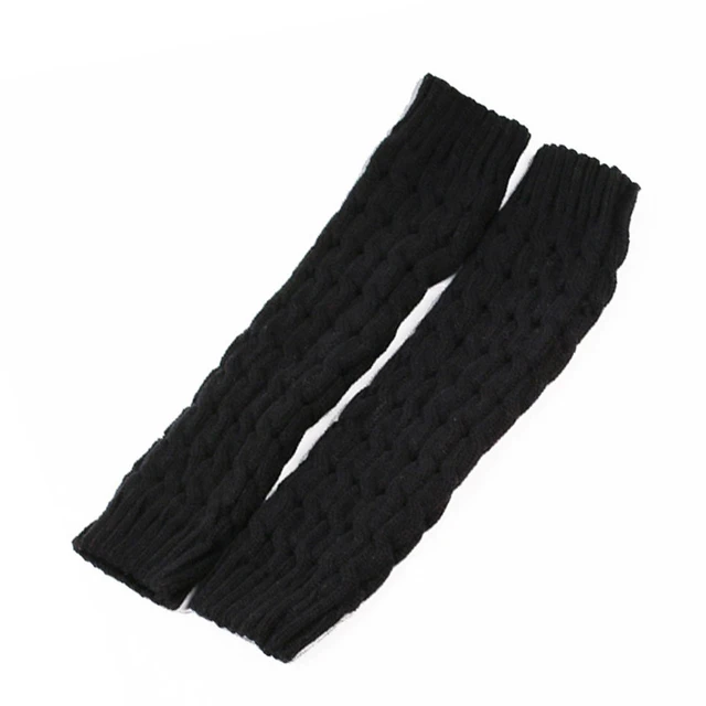 Japanese Lolita Leg Warmers Women Winter Thicken Knit Loose Style Lady Knee Stockings Leggings Warm Boots Punk Girl Long Socks black