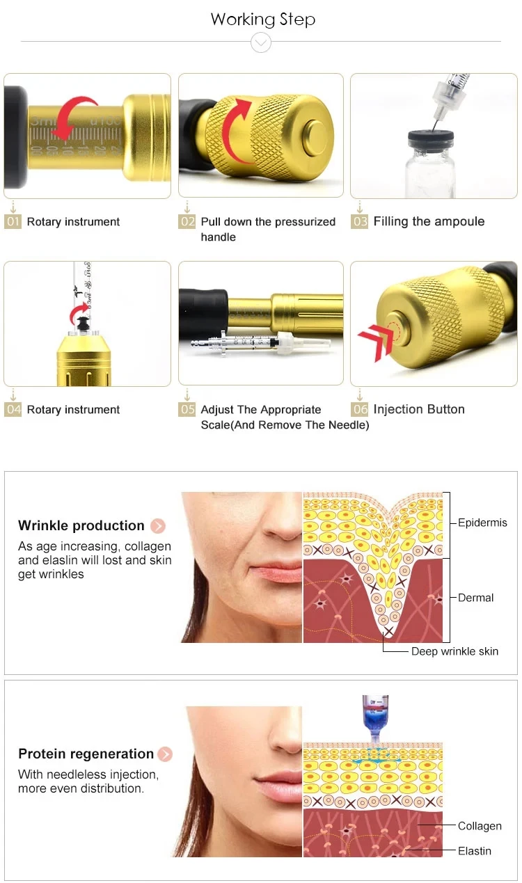0,3 мл гиалуроновая кислота, распылитель, Гиалуроновый пистолет, без иглы, пистолет для мезотерапии, мезо-Кислотный инжектор для подтяжки лица против морщин