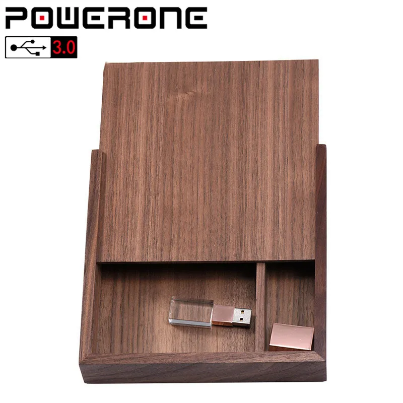 POWERONE 1 шт. бесплатный логотип орех фотоальбом Кристалл usb+ коробка Memory stick Pendrive 4 Гб-64 Гб фотография Свадьба 170*170*35 мм