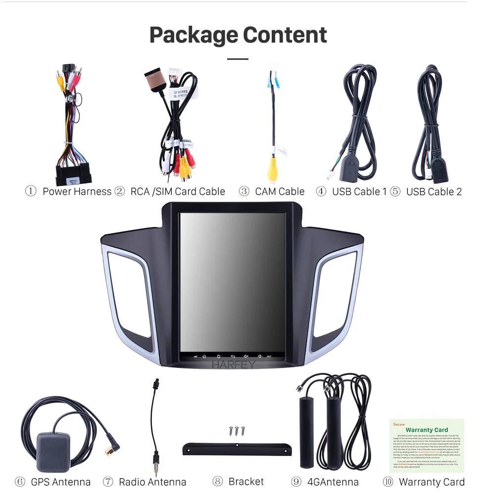 Sale Harfey Car Multimedia Player 9.7" 4G LTE Car Radio for 2014 2015 Hyundai IX25 Android 9.1 GPS Navigation Rearview Camera DVR 20