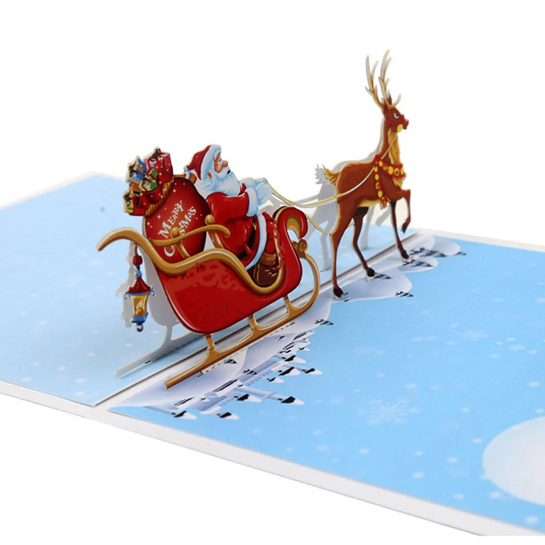 3D всплывающие рождественские олени автомобиль Рождество трехмерная поздравительная открытка благословение год открытка ручной работы 3D поздравительная открытка