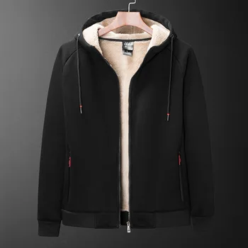 

2019 New Casual Zipper Hooded Fleece Men Long Sleeve Jacket Men Winter Thickened Warm Coat Plus Size L-8XL