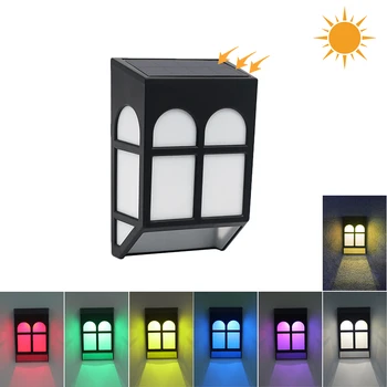 

Solar Colorful Lights RGB Night Lights Solar Powered Fence Lamps Waterproof Outdoor Wall Lamps Home Garden Decoration Lights