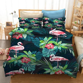 

Tropical Flamingo 3D Printed Bedding Set Duvet Covers Pillowcases Comforter Bedding Set Bedclothes Bed Linen(NO Sheet)