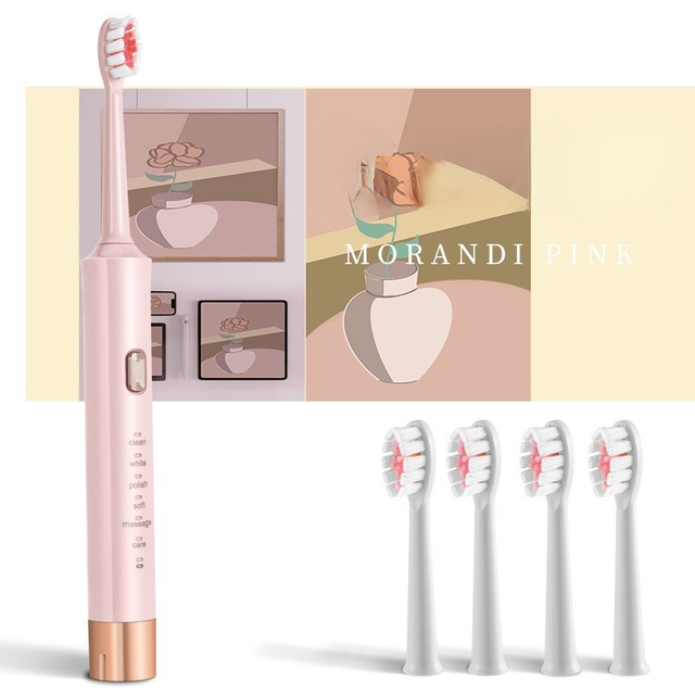 Electric Toothbrush Sonic IPX7 Waterproof Oral Care Dental Tool Replace Head USB Charging Intelligent Electric Toothbrush
