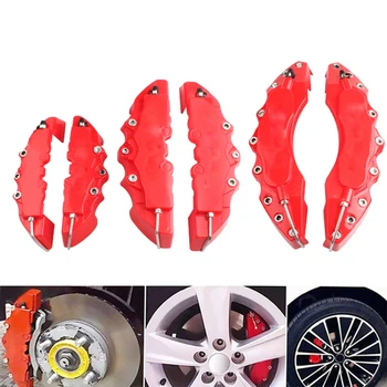 

1 Pair Car disc brake Caliper Cover 3D Word Red Brake cover Fit to 14-18 Inches Car 2 M and 2 S Universal Kit for Brembo