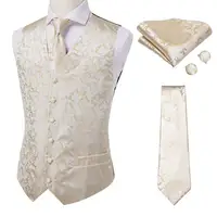 Silk Men’s Waistcoat Necktie Set Men Vests With Neck Tie Hankerchief Cufflinks Floral Paisley for Business Wedding Dad Son Gift