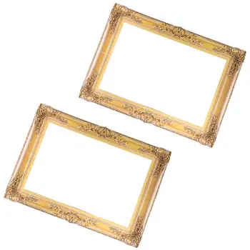 

2pcs Paper Photo Frame Handheld Photo Props Wedding Christmas Party Photography Frame Rectangle Selfie Picture Frame (Golden)