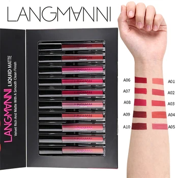 

Brand 4/10/12Pcs Matte Lipstick Set Waterproof Nutritious Velvet lip stick Red Tint Nude batom women fashion lips makeup set