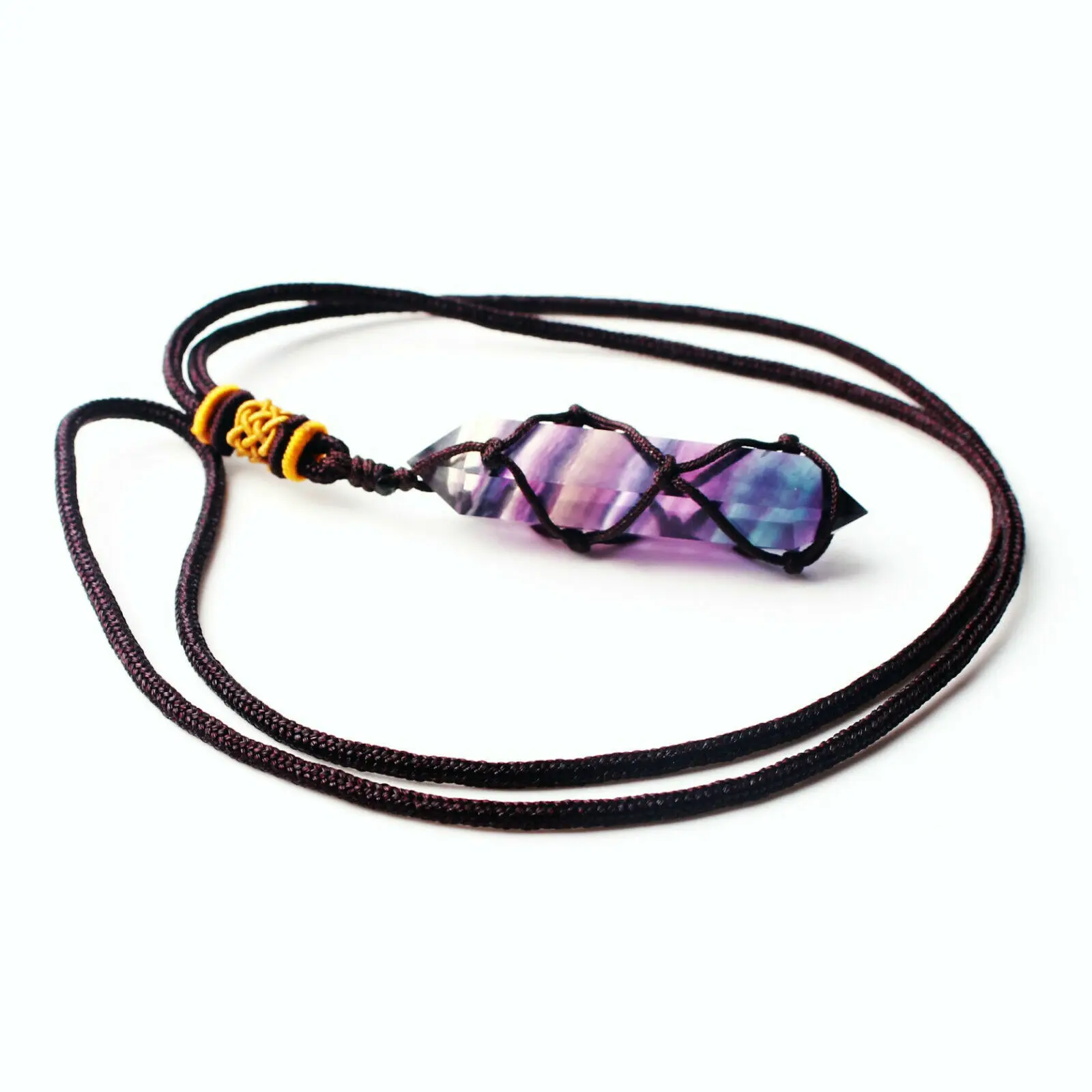 Colorful fluorite 1 шт. натуральный кристалл кварца камень красочные Желтый флюорит Dt подвеска-Посох с вручную тесьмой(Цепочки и ожерелья рейки подарок - Цвет: Colorful fluorite
