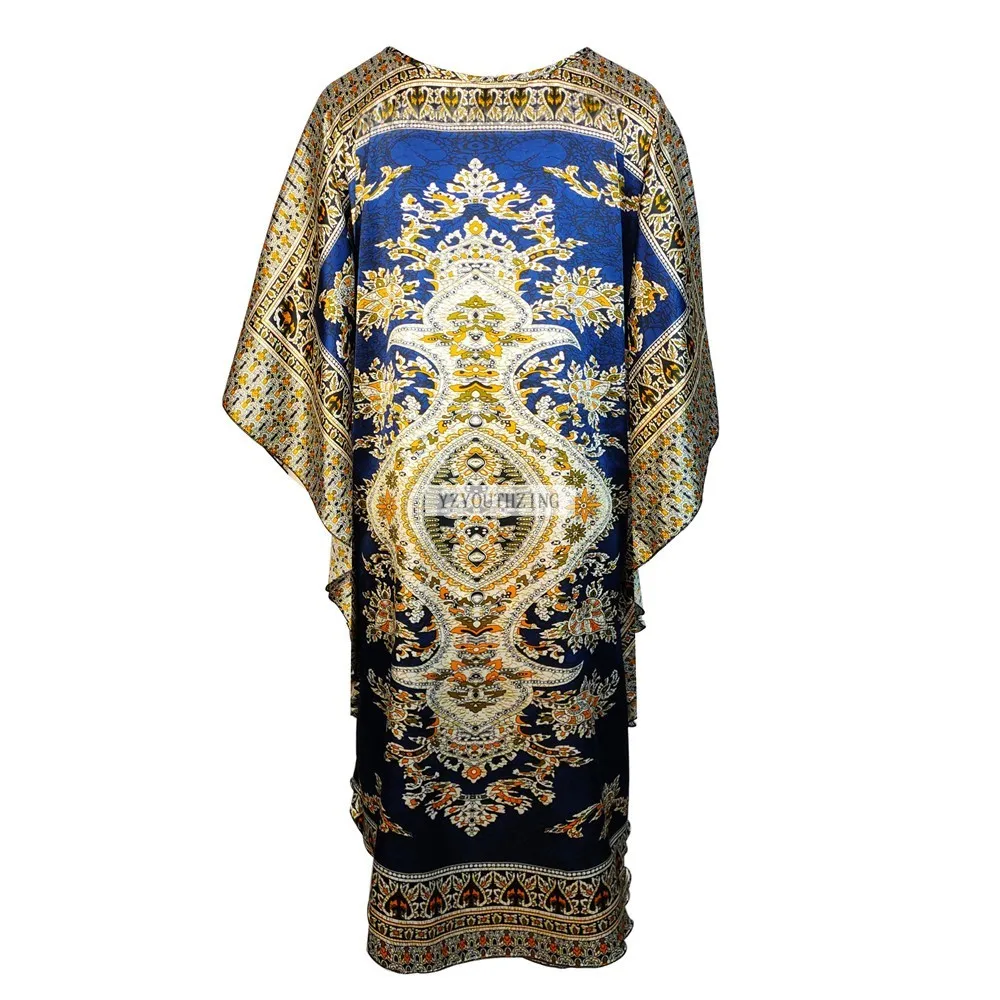 Chinese Vintage Print Lady Robe Dress Nightgown Summer Nightdress Sleepwear Women Satin Rayon Nightwear Bath Gown One Size