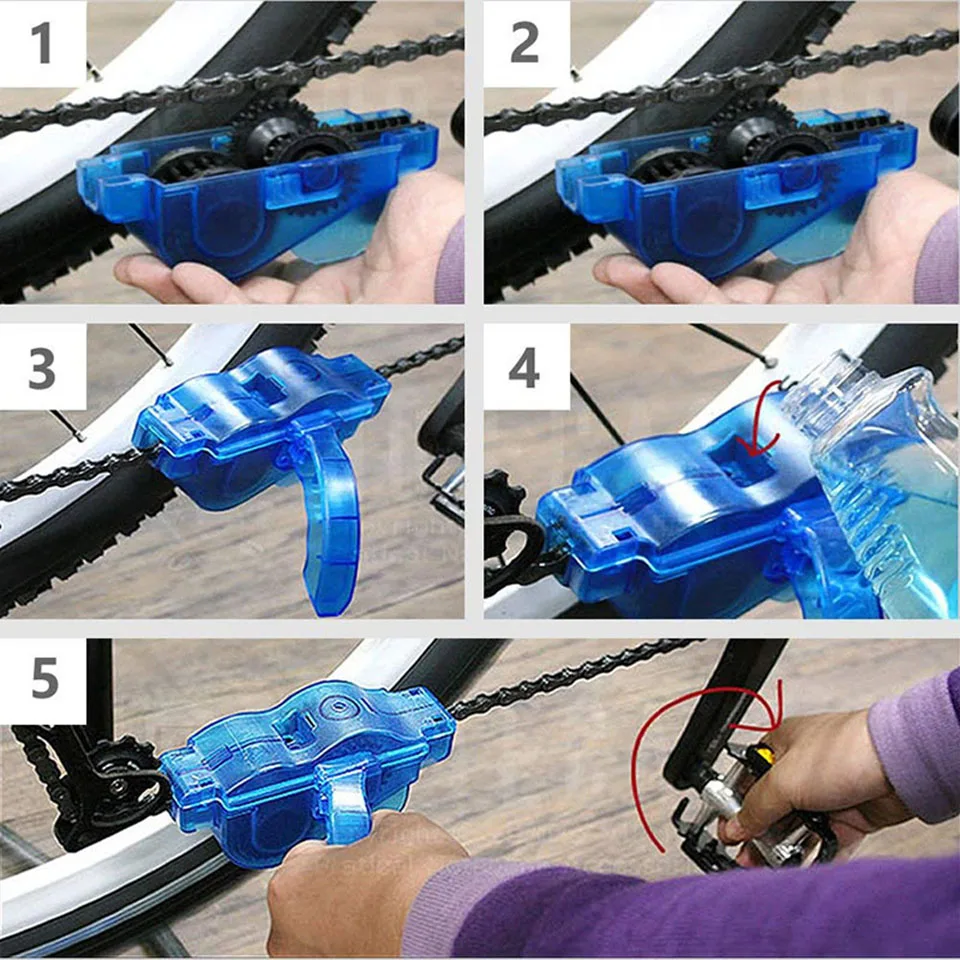 Discount Bicycle Chain Cleaner Scrubber Brushes Mountain Bike Wash Tool Set Cycling Cleaning Kit Bicycle Repair Tools Bicycle Accessories 5