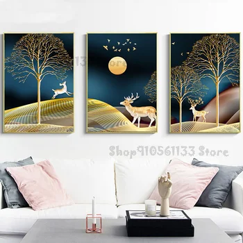 

3 pieces 5d diy diamond painting Abstract Golden Tree Leaves Landscape,full,square,embroidery diamond round,diamond, icon GG3704