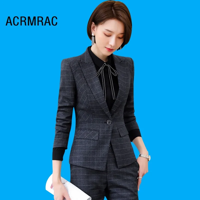 

Women suits Slim spring Plaid jacket Pants OL Formal Women pants suits Woman set suits 365