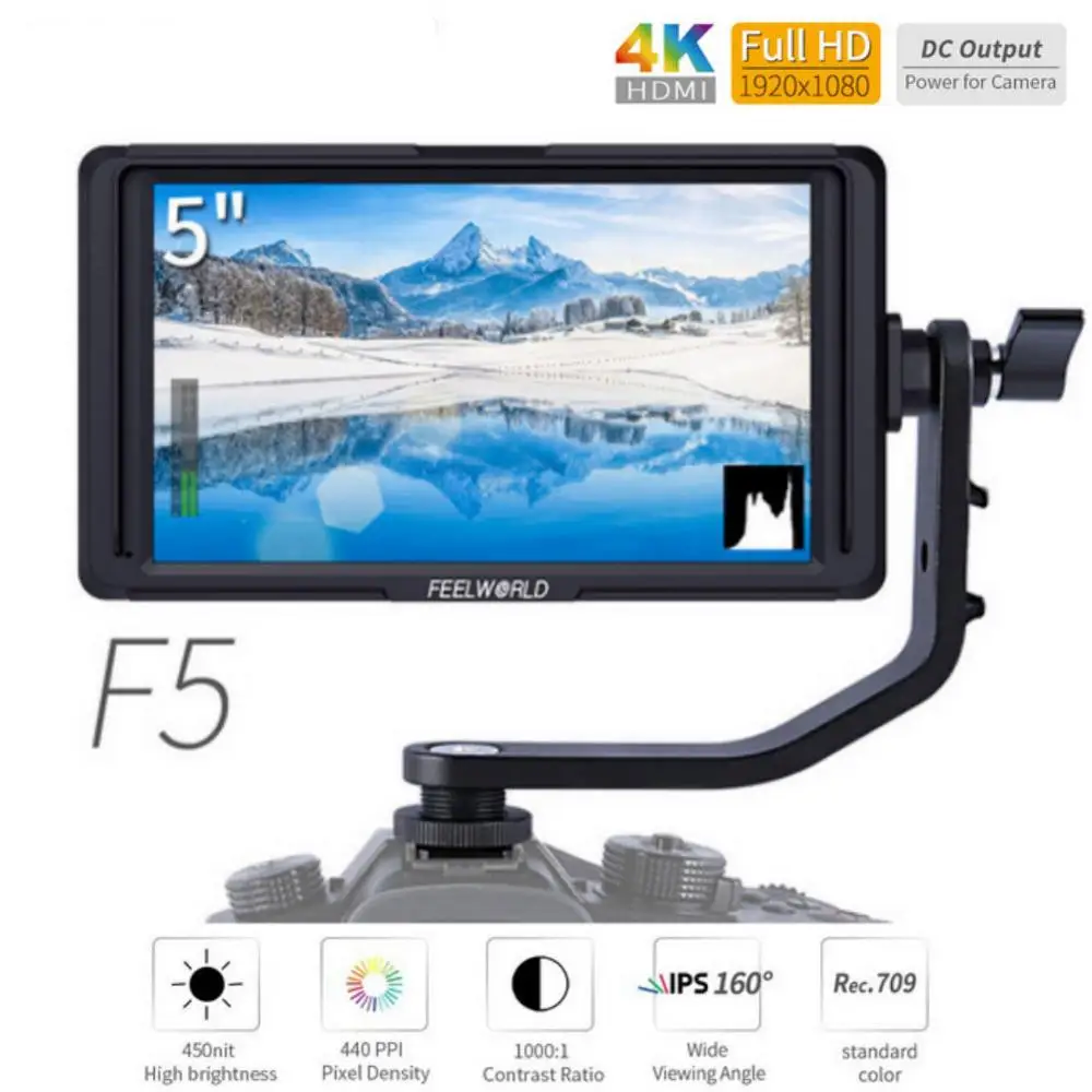 FEELWORLD F5 5 дюймов ips DSLR камера полевой монитор 4K HDMI FHD 1920x1080 lcd Видео фокус помощь для
