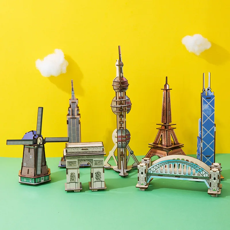 Новые детские головоломки 3D деревянные игрушки Строительные Модели сплайсинга