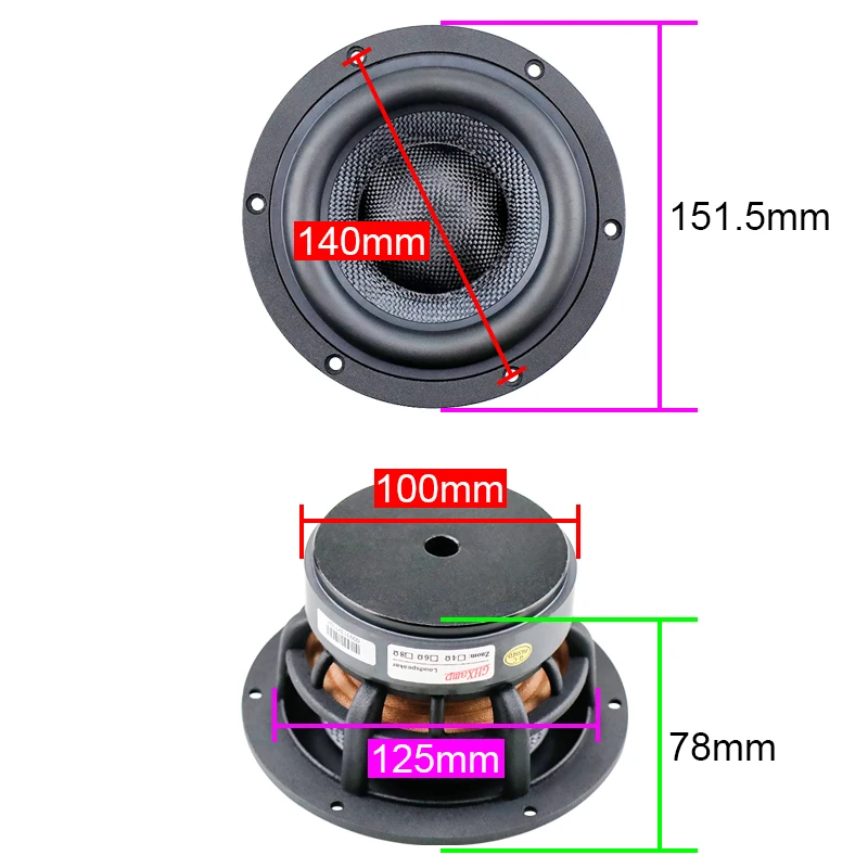 GHXAMP HIFI 5.25 Inch Subwoofer Woefer Speaker 4OHM 3-way Frequency Bass Loudspeaker 60W 120W Glass Fiber Basin 1PC 2