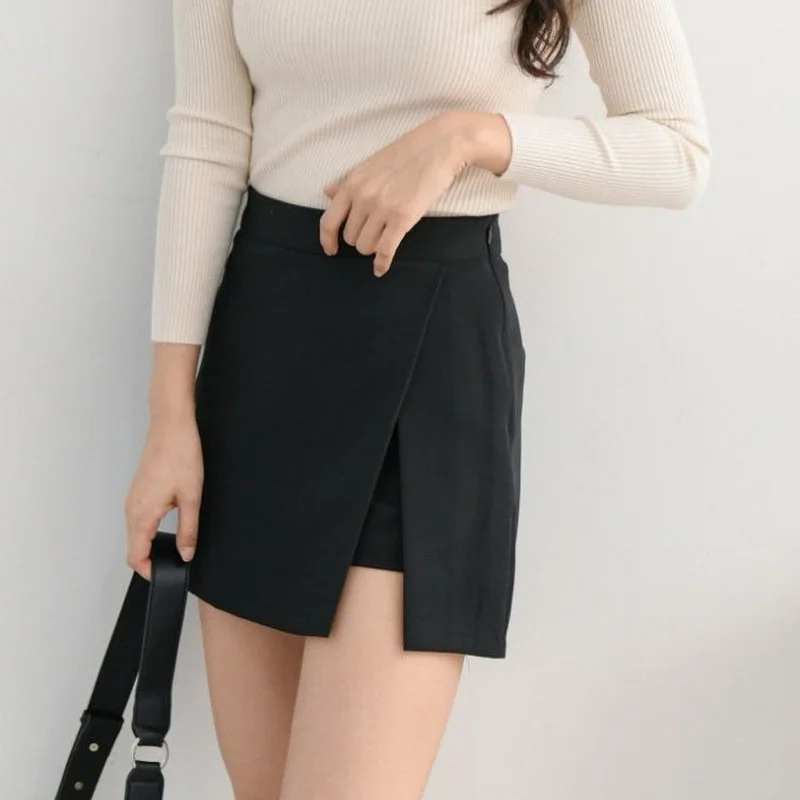 Womens Asymmetrical Skirt Look Shorts
