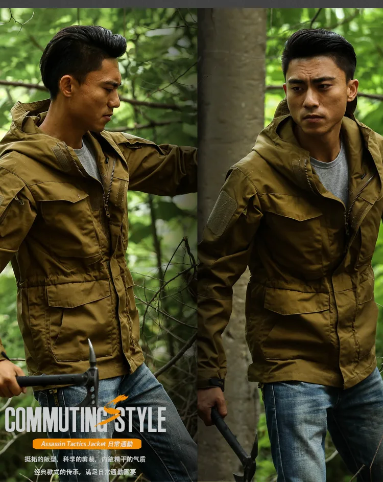 S.archon Men Outdoor Tactical Trench Coat New Style Raincoat Jacket M65CTU Spy Shadow Trench Coat