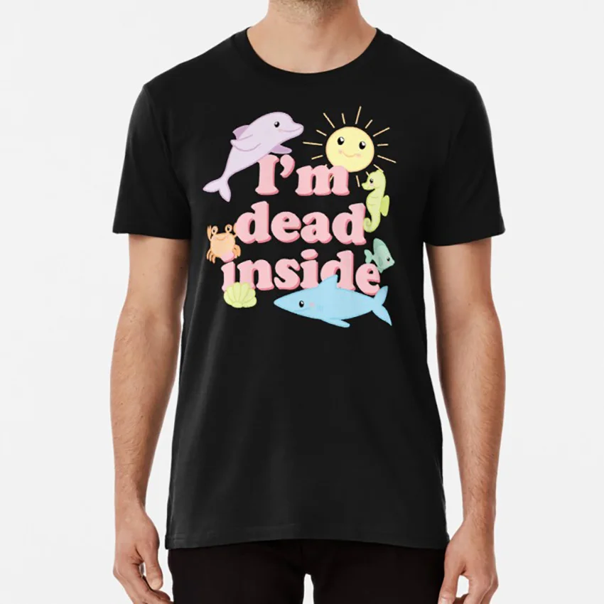Черный I'm dead inside(a fishy meme) Футболка meme memes интернет facebook instagram reddit artist графическая графика nerdy - Цвет: Черный