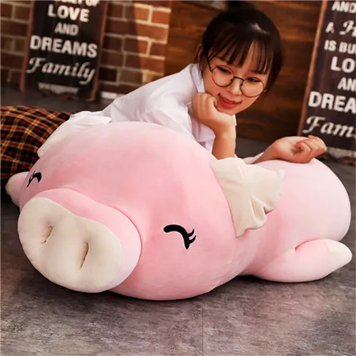 Fancytrader 43'' Kawaii Big Cartoon Pig Plush Toy Big Stuffed Fat Pink Pigs Hugging Pillow for Kids Girlfriend 110cm 2 Colors (5)