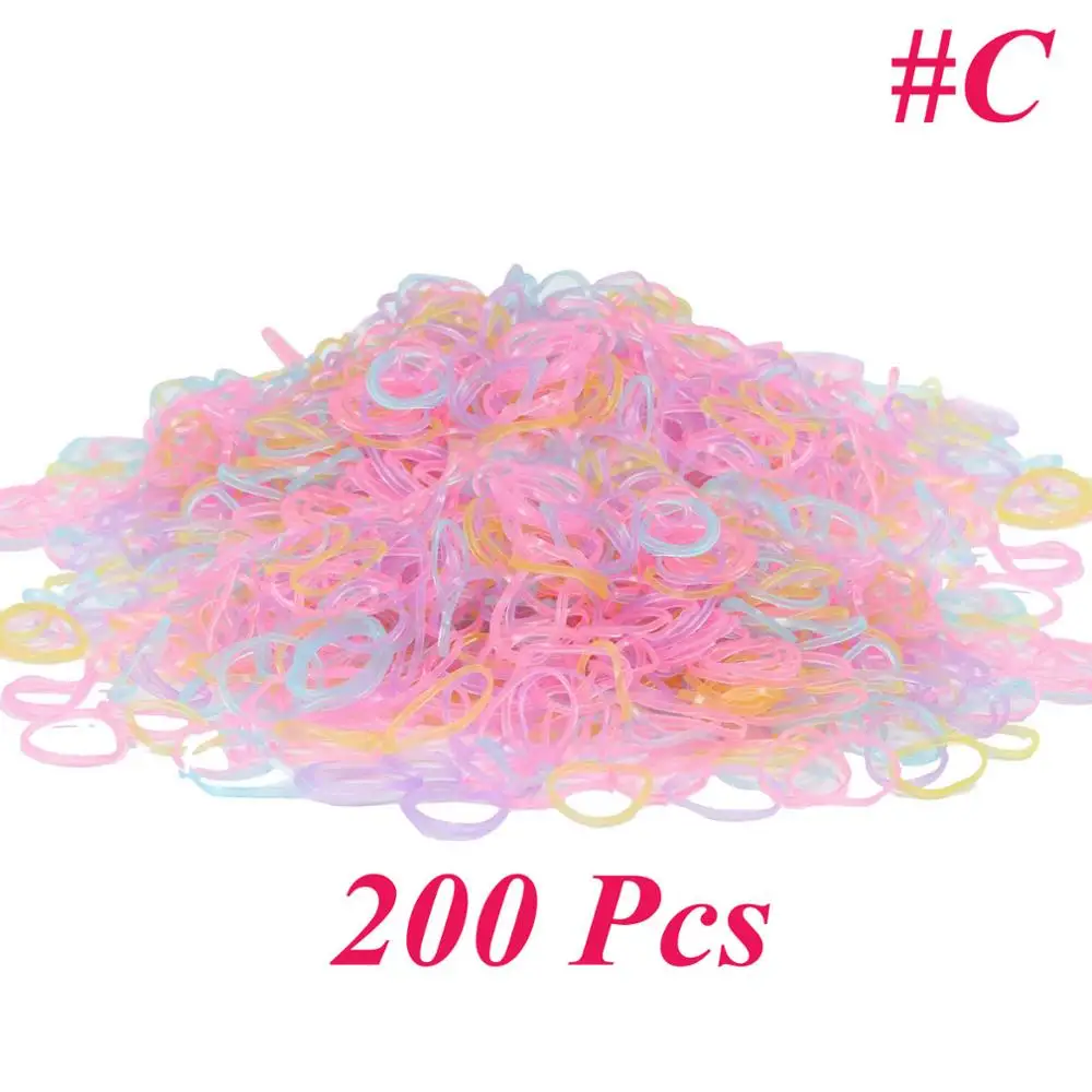 200C 200/1000 шт милые цветные кольца для девочек, Одноразовые эластичные резинки для волос, резинка для хвоста, резинки для волос, Детские аксессуары для волос - Цвет: 200C