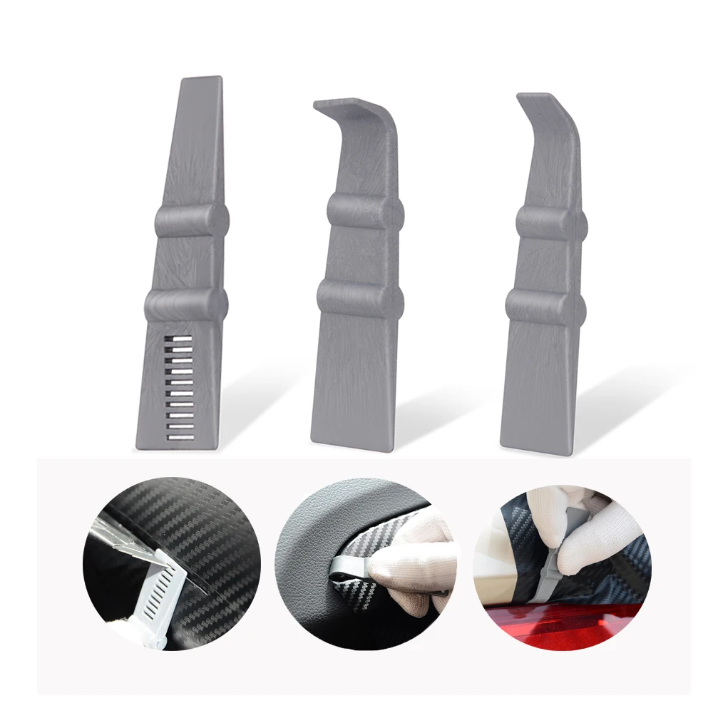 

FOSHIO 3PCS Mini Carbon Fiber Vinyl Squeegee Sticker Glue Air Bubble Removal Scraper Car Window Tint Film Installing Tool Kit