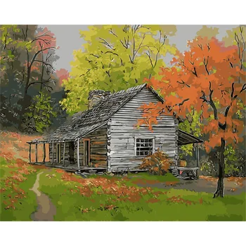 

YANXIN DIY Frame Village Landscape DIY Painting By Numbers Kit Modern Wall Art Picture Oil Paint By Numbers Home Decor On Canvas