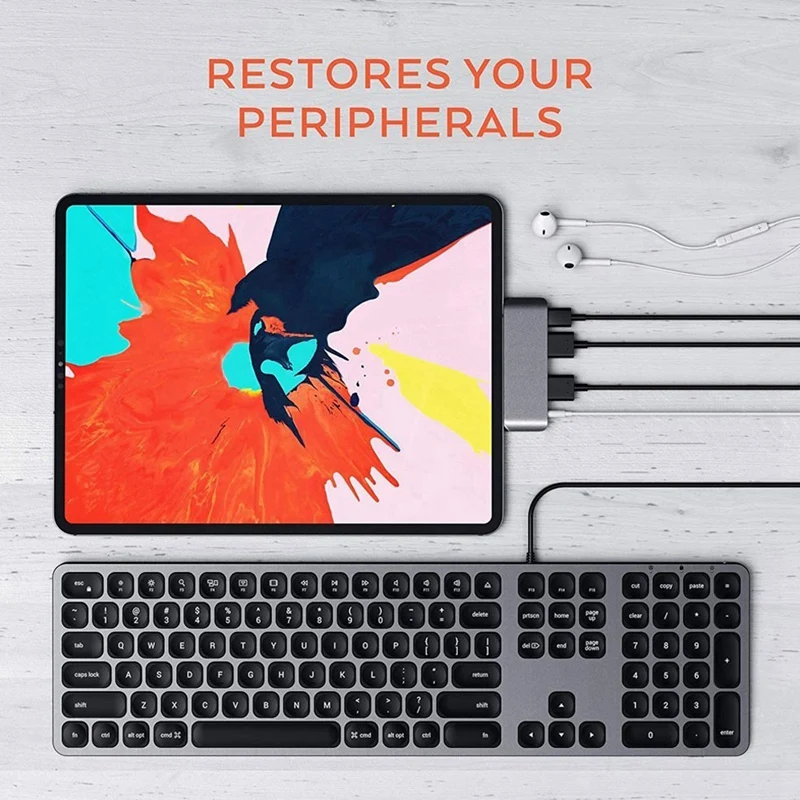 Type-C концентратор адаптер Mobile Pro Usb-C/Pd зарядка/4 K Hdmi/Usb 3,0/3,5 мм разъем для наушников-Совместимость с Ipad Pro