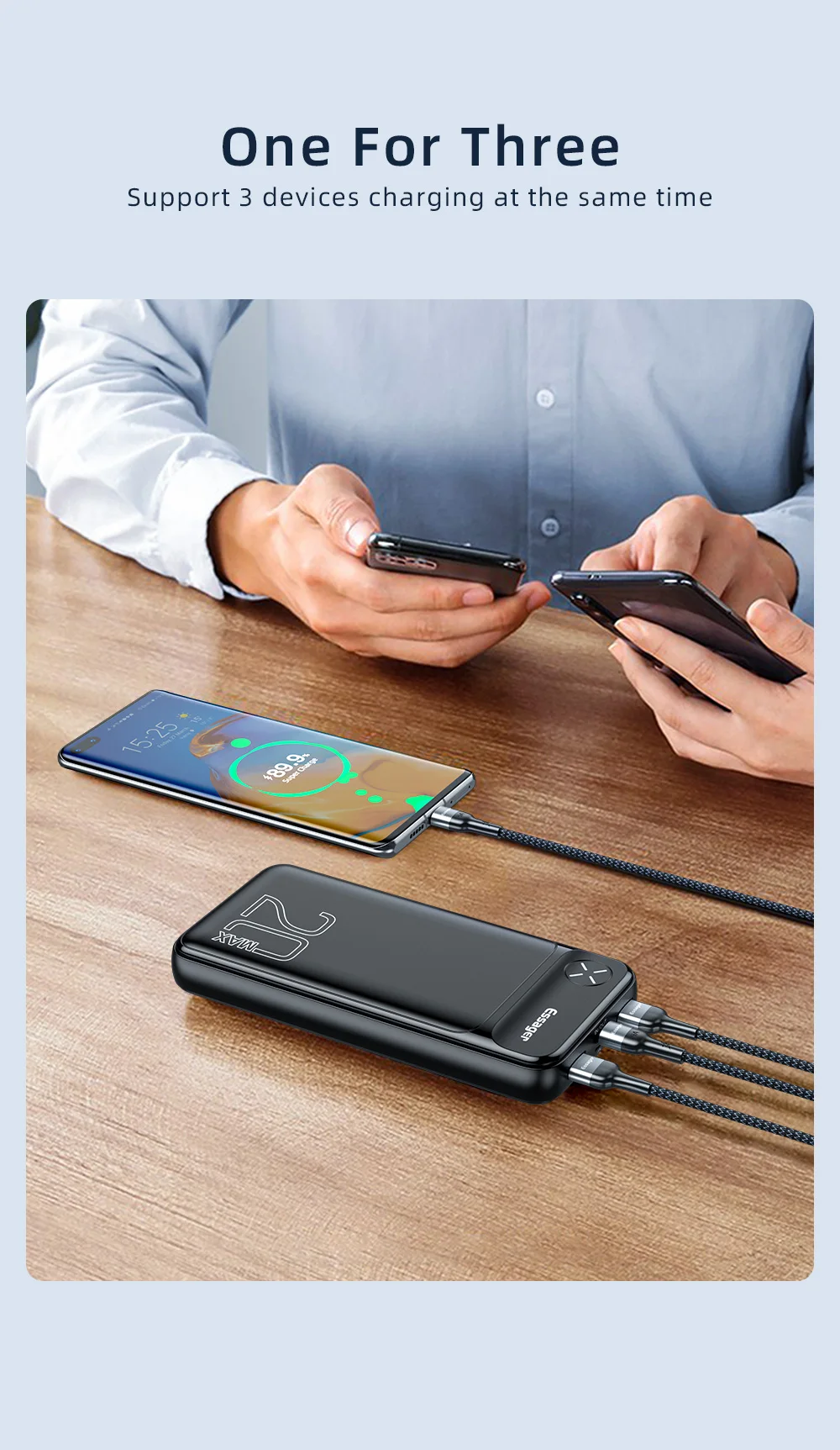 Essager 20000mAh Power Bank PD 20W 20000 mAh Powerbank External Battery Pack Fast Charging Portable Charger For iPhone Poverbank