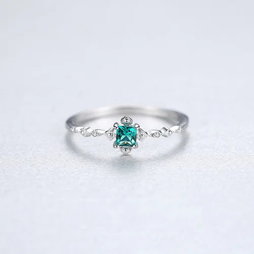 S925 Sterling Silver Ring Emerald Green Zircon Gemstone Ring Coloured Jewelry Ring Wedding Anniversary Gift FOR LOVER - Цвет камня: Белый