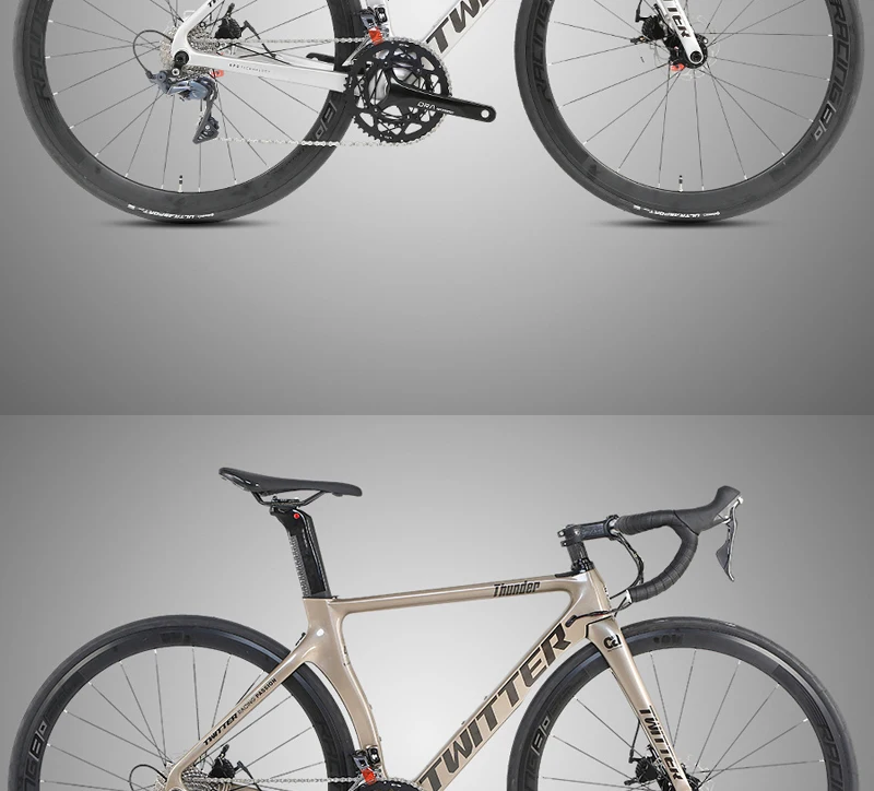 TWITTER Carbon Road bike 22 speed Disc brake road bike Carbon wheel For 105/R7000 UT/R8000 Components