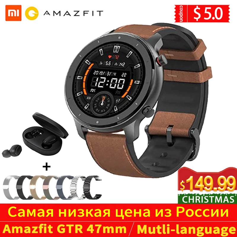 Глобальная версия Amazfit GTR 47 мм Смарт-часы Huami 5ATM водонепроницаемые Смарт-часы 24 дня батарея gps управление музыкой для Android IOS