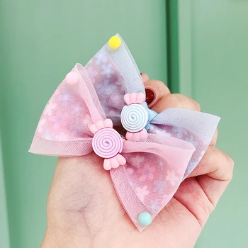 

2020 New Girls Cute Candy Print Bow Elastic Hair Bands Children Lovely Ponytail Holder Rubber Bands Kids Sweet Hair Accessories