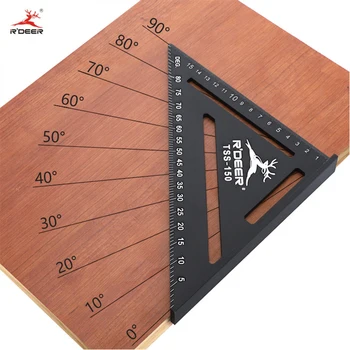 

RDEER 150mm Aluminum Alloy Triangle Angle Ruler Protractor For DIY Woodworking Measurement Tool Quick Read Square Layout Gauge