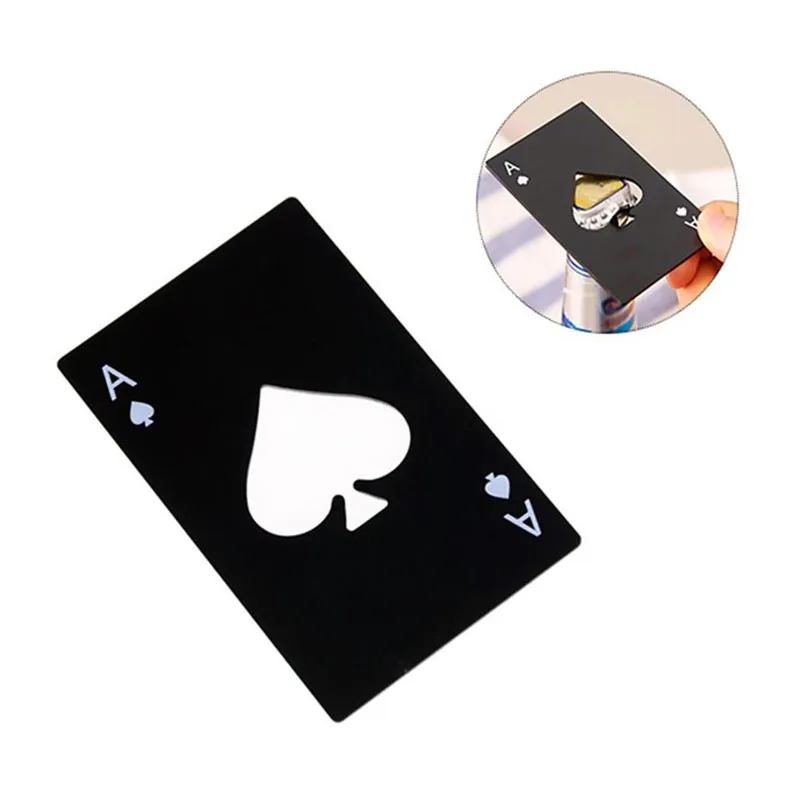 1 шт. креативная Лопата карточка для покера открывалка для бутылок из нержавеющей стали открывалка для бутылок черные Серебряные вечерние аксессуары для бара - Цвет: H02