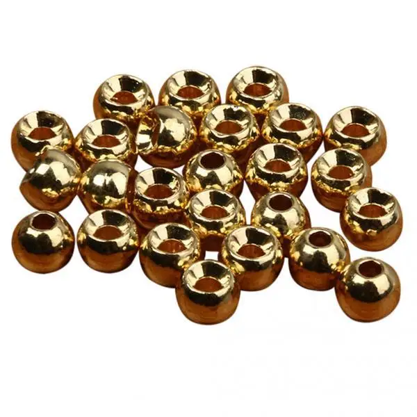50pcs 4mm Tungsten Slotted Fly Tying Beads Head Nymph Flies Round Ball Beads Fly Tying Material Fly Fishing Accessories Gold