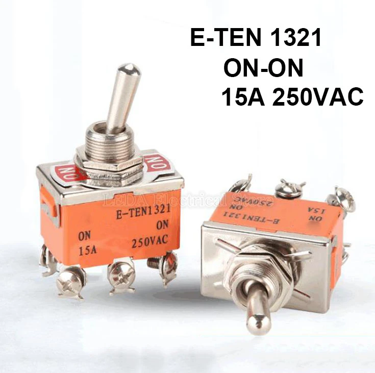 

2Pcs E-TEN1321 ON-ON 15A 250VAC Toggle switch rocker switch high temperature resistant power supply knob toggle switch Orange
