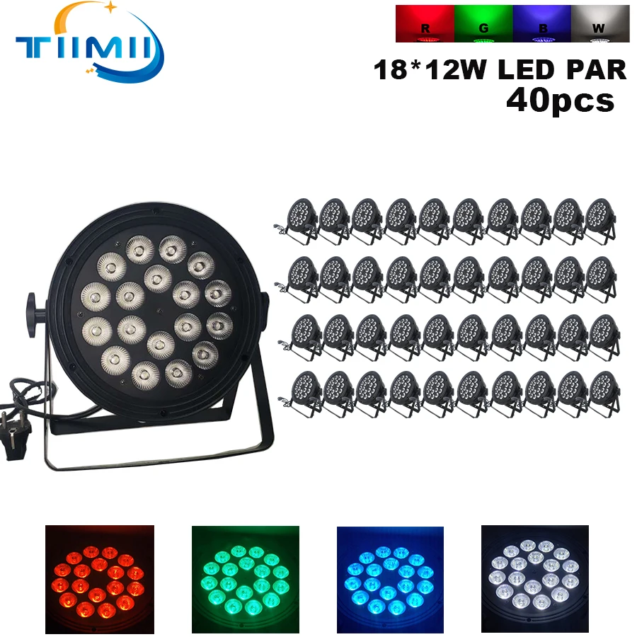 

40pcs LED Par 18x12W RGBW 4IN1 Lighting Professional For Stage Effec Atmosphere Of Disco DJ Music Party Club Dance Floor