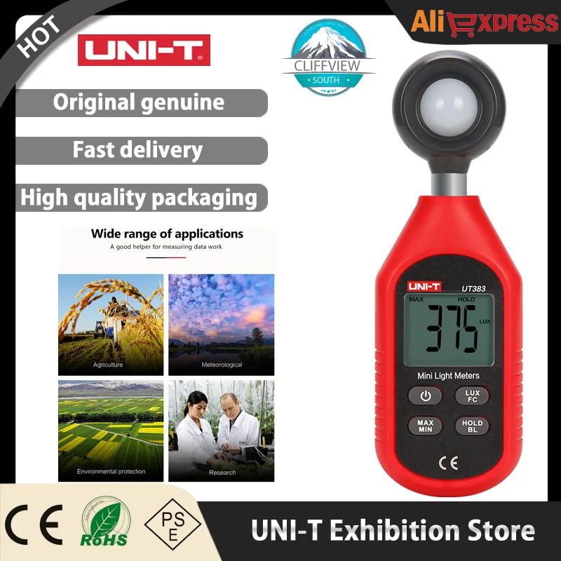 UNI-T UT383 Light Meter 200 000 LUX Digital Luxmeter Luminance Lux Fc Test Max Min Illuminometers Photometer |