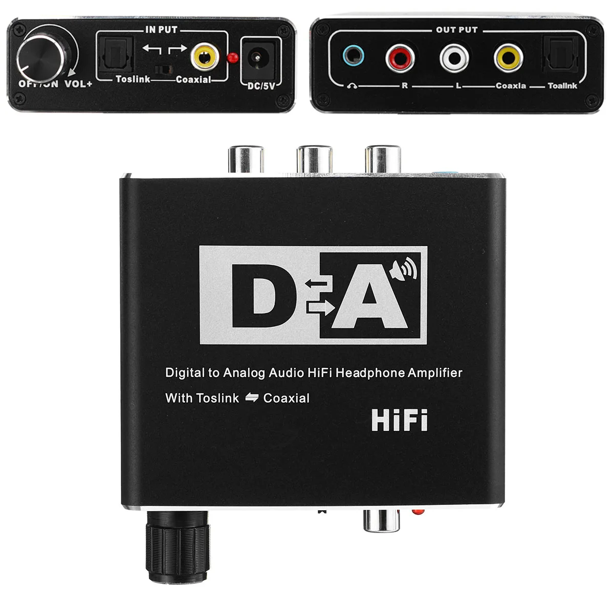 Digital to Analog Audio Converter Hifi DAC Amp 3 5mm Headphone Amplifier Coaxial Output Toslink to RCA Mini Decoder 24bit 192kHZ
