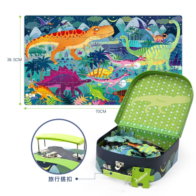 

MiDeer Mi Deer New Style Children Early Childhood Educational Puzzle Cartoon Animal Dinosaur Jigsaw Puzzle Paper Toys 3-7-Year-O