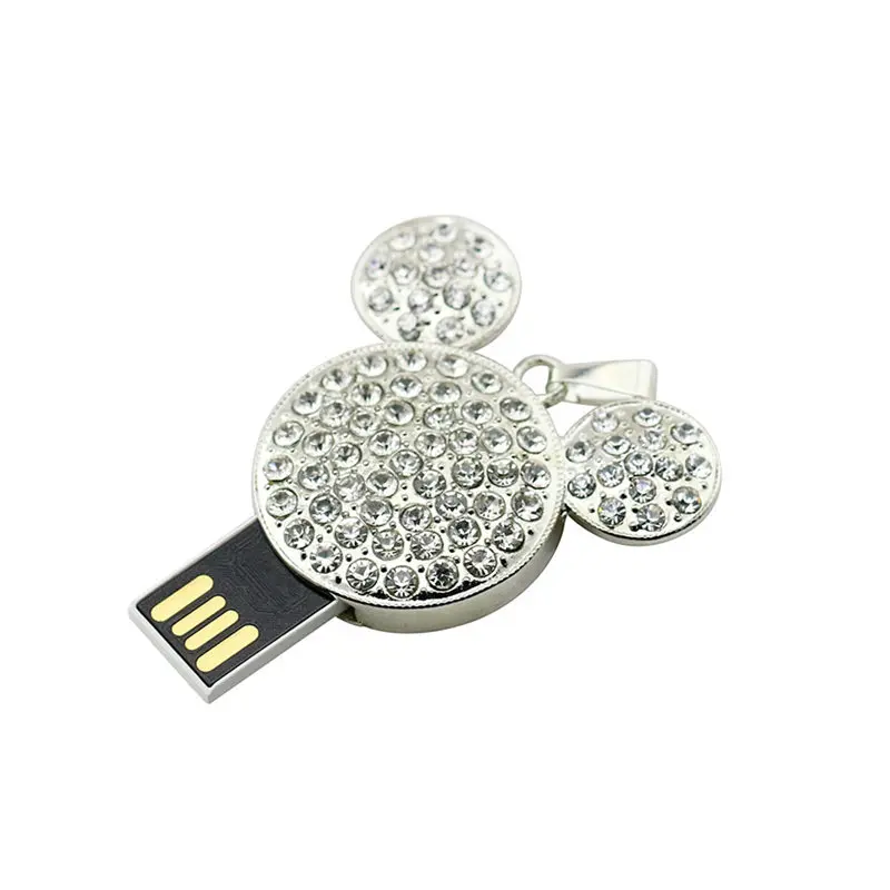 Металлическая головка Микки Мауса флэш-накопитель USB карта памяти Забавный подарок 4 ГБ 8 ГБ 16 ГБ Флешка 32 Гб Флешка брелок ожерелье