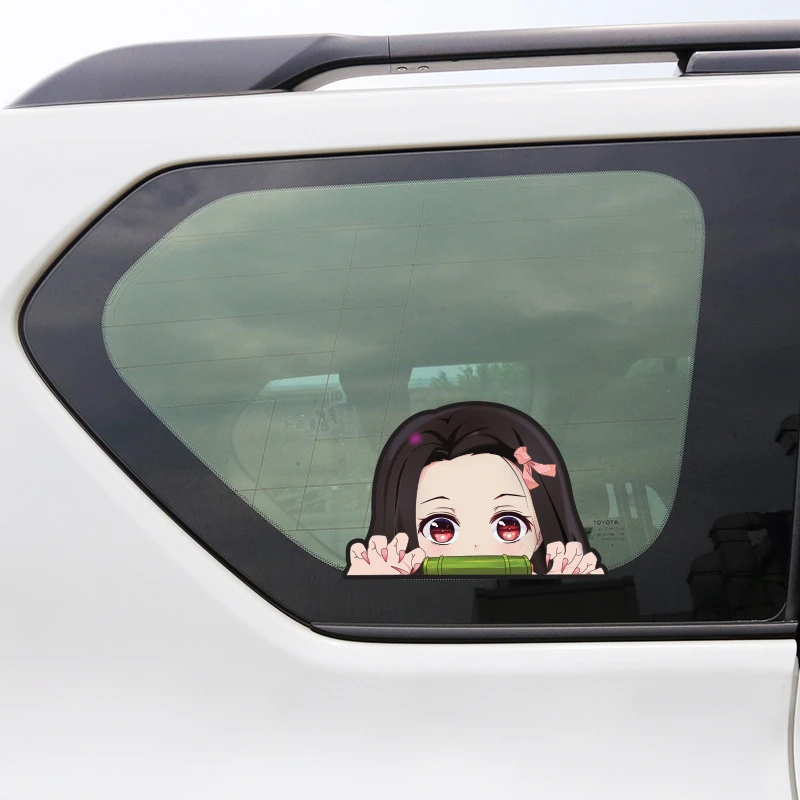 Cartoon Jdm Car Sticker For Nezuko Kamado Demon Slayer Peeker Big Head