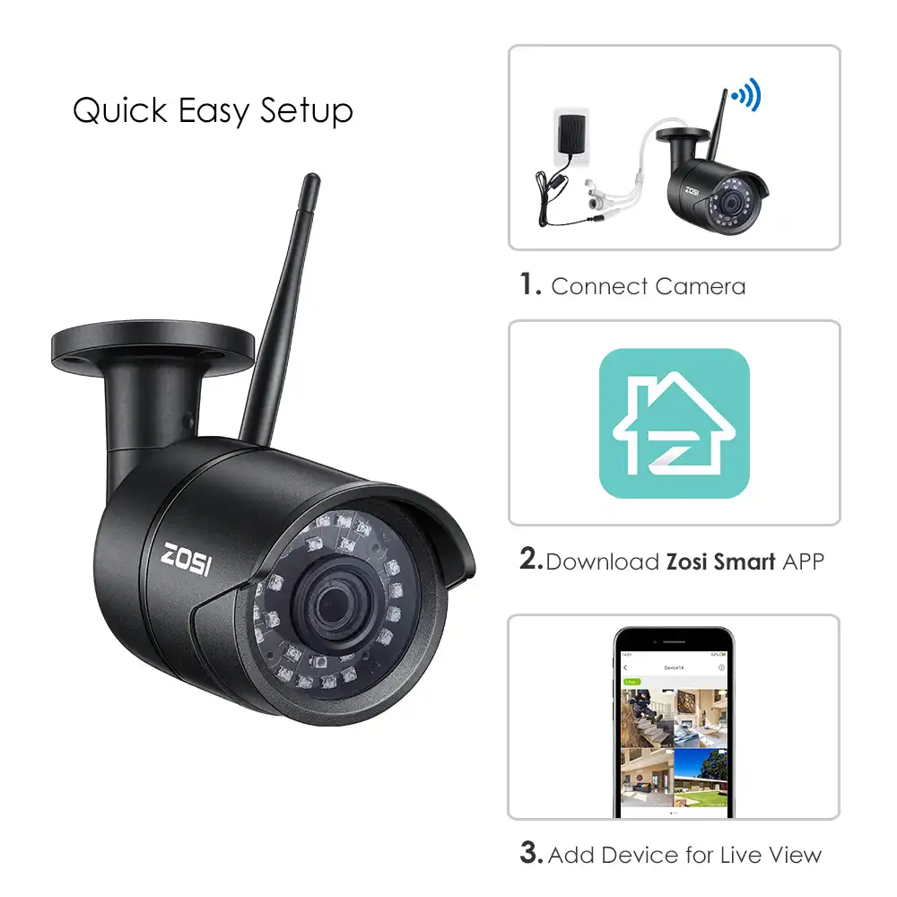 zosi 1080p wifi ip camera onvif 2.0 mp