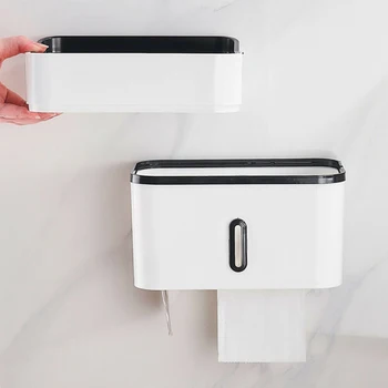 

Minimalist Free Punch Toilet Tissue Box Kitchen Tissue Storage Rack Multi-purpose Double Tissue Paper Trash Bag Storage Boxs