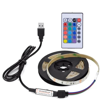 

15W 5M 300 LEDs RGB Strip Light with Remote Control USB Dimmable 16 Colors Waterproof for Wine Cabinet Home Party Bar Decor
